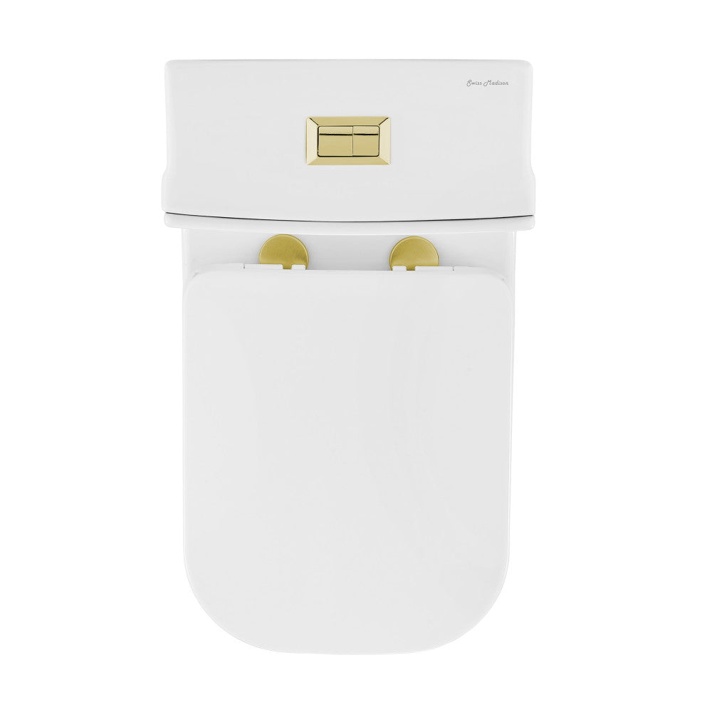 Concorde One Piece Square Toilet Dual Flush, Brushed Gold Hardware 1.1/1.6 gpf