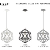 Livex Lighting 41328-76 Geometric Shade - 13" One Light Mini Pendant, Scandinavian Gray Finish with Scandinavian Gray Metal Shade