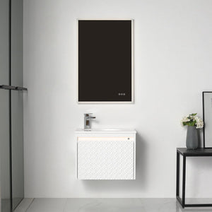 Blossom Thun 24″ Vanity with Droplet-Shaped Basin - LED Illuminated & 3D Diamond Pattern Design