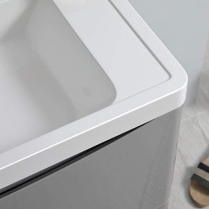 Fresca FCB9040WH-I Fresca Tuscany 40" Glossy White Wall Hung Modern Bathroom Cabinet w/ Integrated Sink