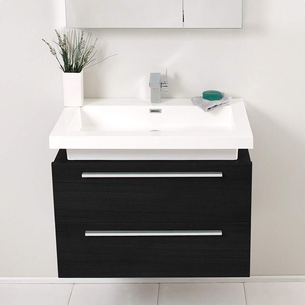 Fresca FVN8080BW Fresca Medio 32" Black Modern Bathroom Vanity w/ Medicine Cabinet