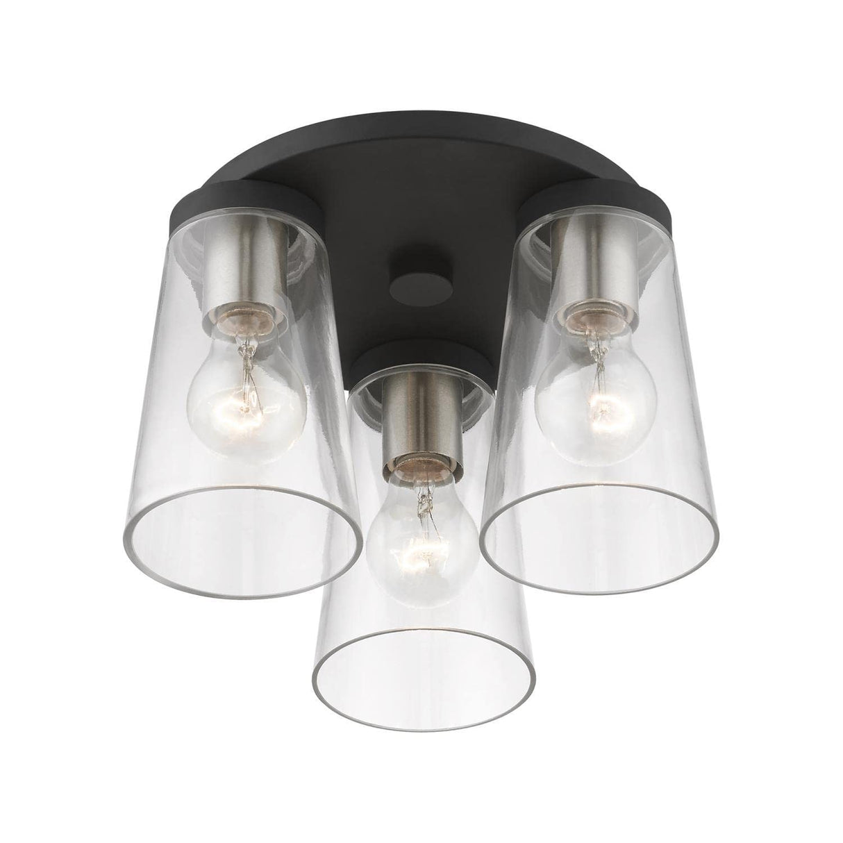 Cityview 3 Light Flush Mount in Black with Brushed Nickel (46712-04)