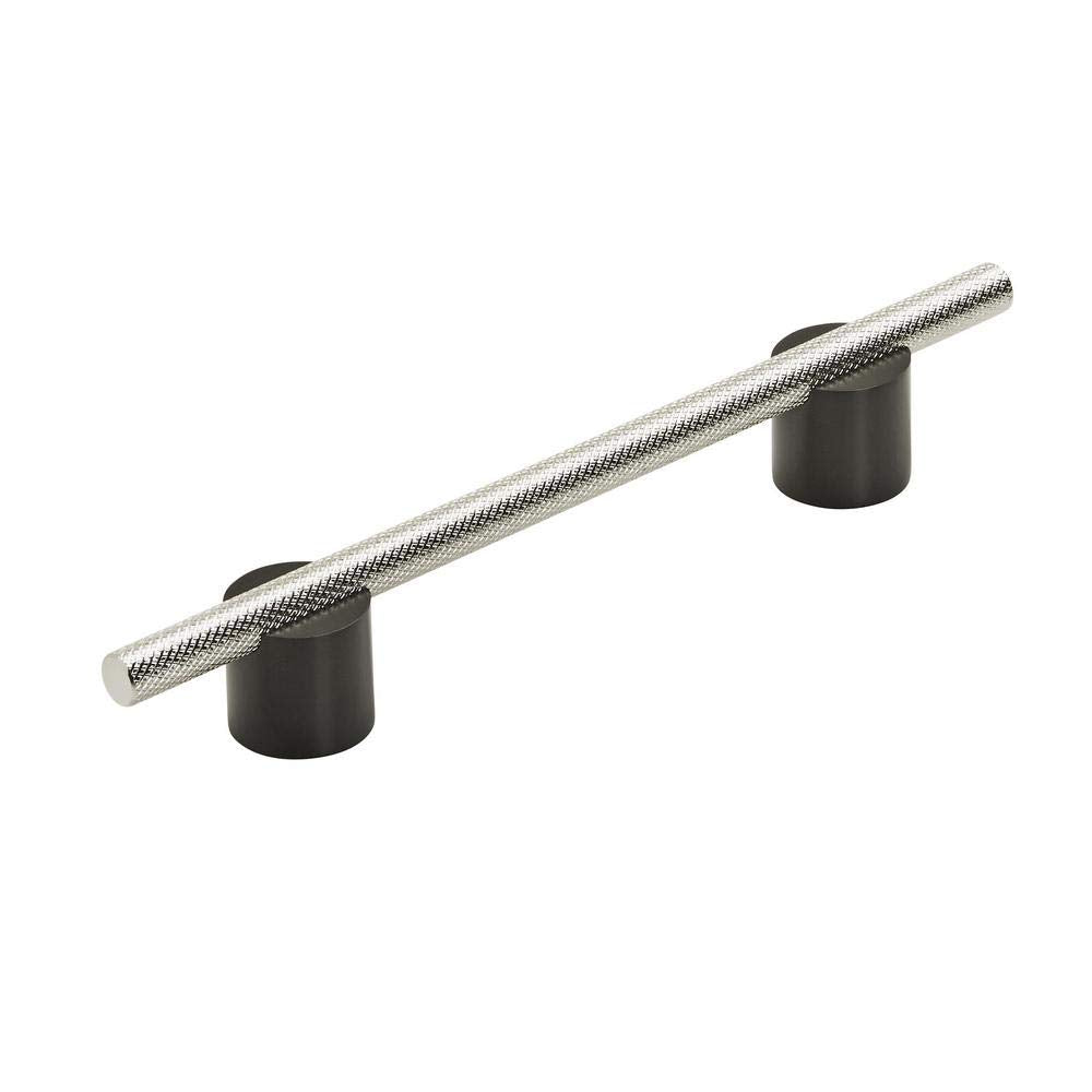 Amerock Cabinet Pull Matte Black/Polished Nickel 5-1/16 inch (128 mm) Center to Center Transcendent 1 Pack Drawer Pull Drawer Handle Cabinet Hardware