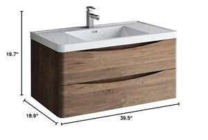 Fresca FCB9040RW-I Fresca Tuscany 40" Rosewood Wall Hung Modern Bathroom Cabinet w/ Integrated Sink