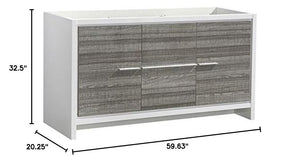 Fresca FCB8119HA Fresca Allier Rio 60" Ash Gray Double Sink Modern Bathroom Cabinet