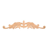 Hardware Resources ONL-08-24RW 24" W x 7/8" D x 5-3/16" H Rubberwood Hand Carved Fleur-de-lis Onlay