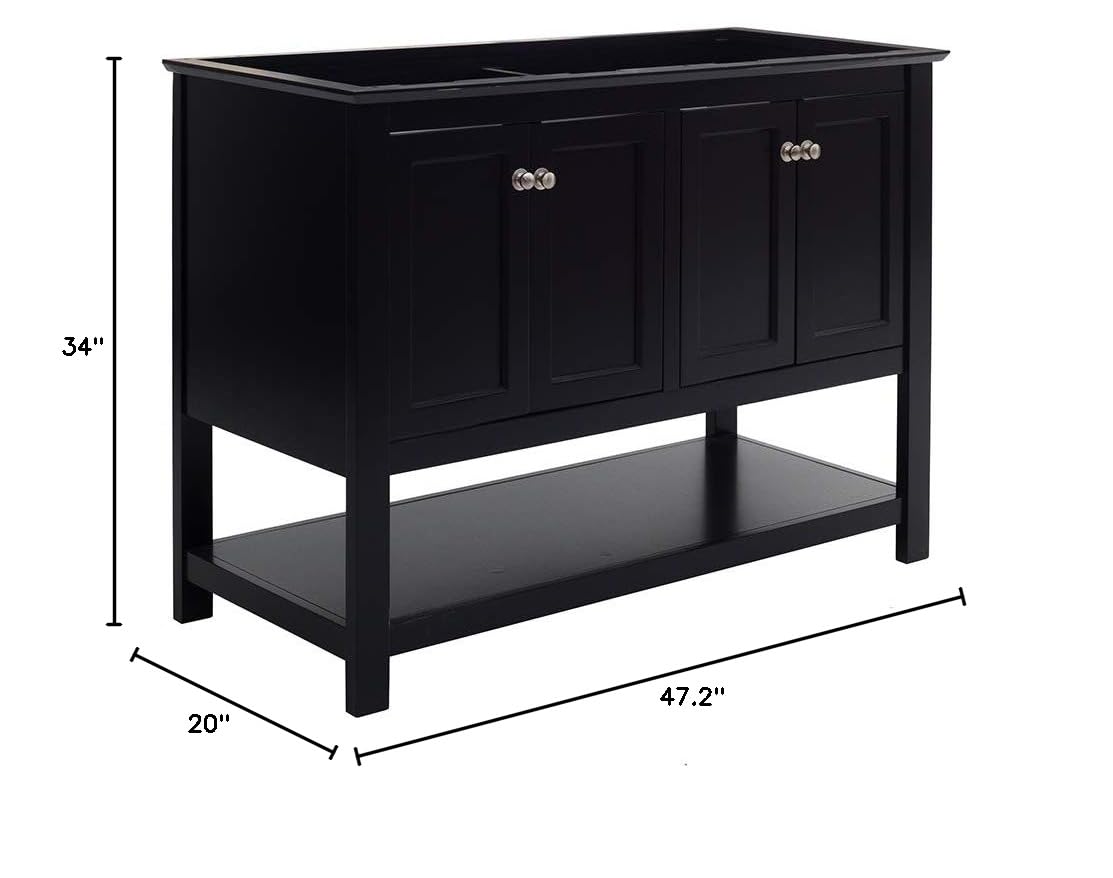 Fresca FCB2348BL-D Fresca Manchester 48" Black Traditional Double Sink Bathroom Cabinet