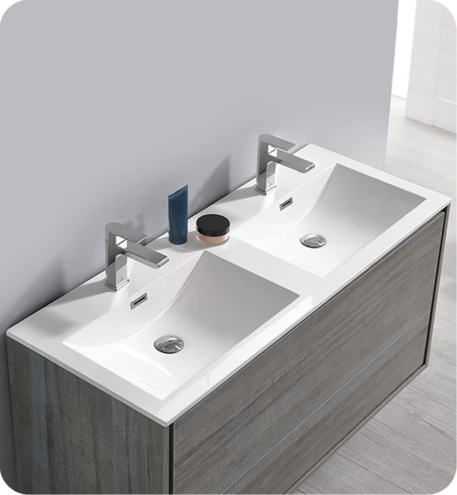 Fresca FCB9248OG-D Fresca Catania 48" Ocean Gray Wall Hung Double Sink Modern Bathroom Cabinet