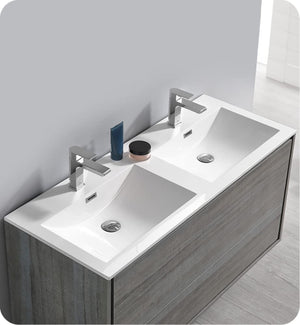 Fresca FCB9248OG-D Fresca Catania 48" Ocean Gray Wall Hung Double Sink Modern Bathroom Cabinet