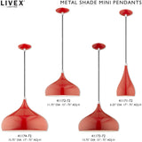 Livex Lighting 41171-72 Metal Shade - 6.25" One Light Mini Pendant, Shiny Red Finish with Shiny Red Metal/Shiny White Shade