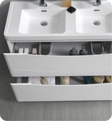 Fresca FVN9148WH-D Fresca Tuscany 48" Glossy White Free Standing Double Sink Modern Bathroom Vanity w/ Medicine Cabinet