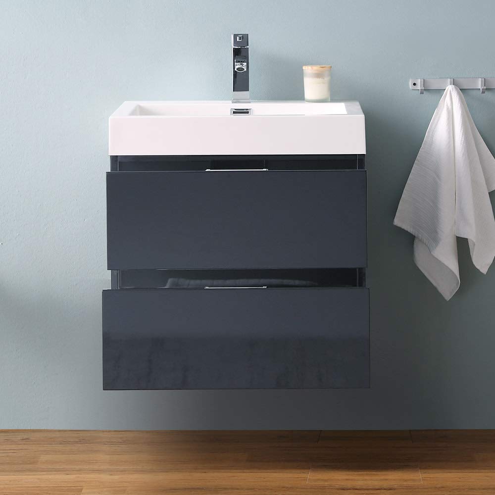 Fresca FCB8324GG-I Fresca Valencia 24" Dark Slate Gray Wall Hung Modern Bathroom Vanity