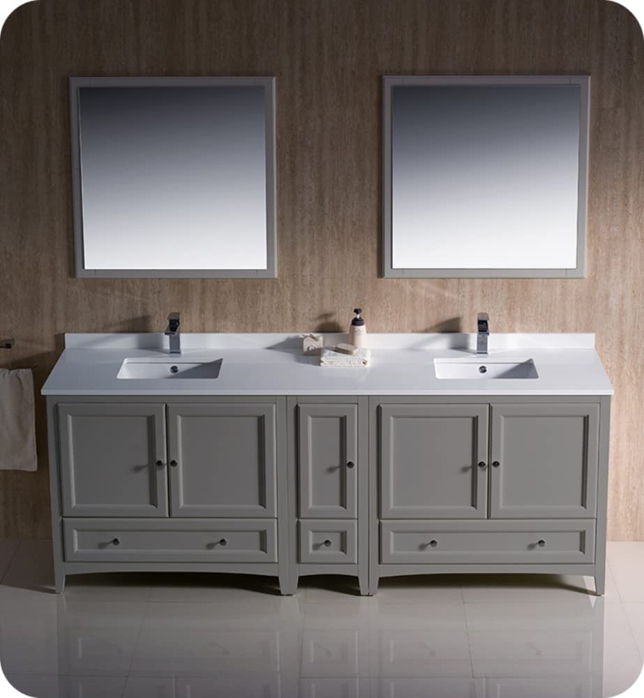 Fresca FVN20-361236GR Fresca Oxford 84" Gray Traditional Double Sink Bathroom Vanity