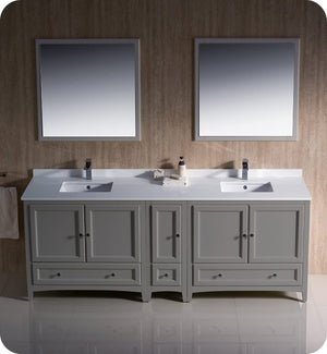 Fresca FVN20-361236GR Fresca Oxford 84" Gray Traditional Double Sink Bathroom Vanity