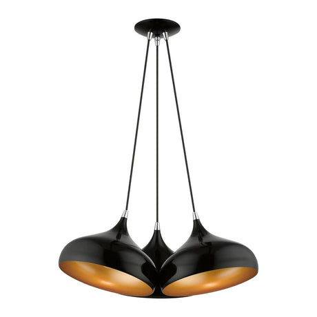 Livex Lighting 41053-68 Amador 3 Light 25 inch Shiny Black with Polished Chrome Accents Cluster Pendant Ceiling Light