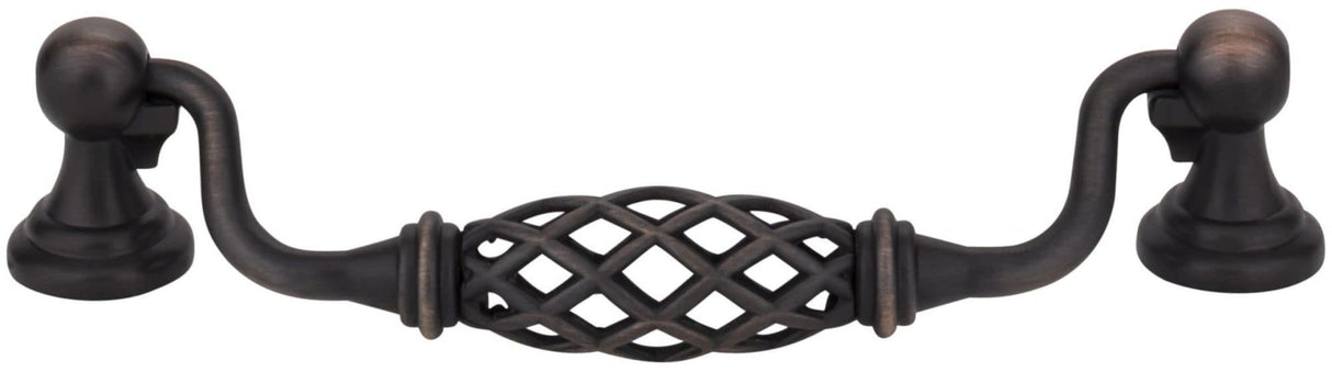Jeffrey Alexander 749-128DBAC 128 mm Center-to-Center Brushed Oil Rubbed Bronze Birdcage Tuscany Drop & Ring Pull