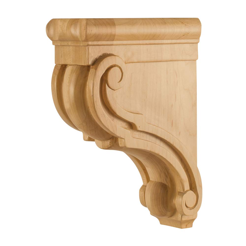 Hardware Resources CORF-1-HMP 3" W x 7" D x 10" H Hard Maple Scrolled Corbel