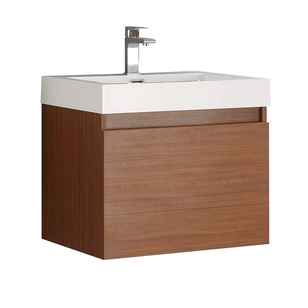 Fresca FCB8006TK-I Fresca Nano 24" Teak Modern Bathroom Cabinet w/ Integrated Sink