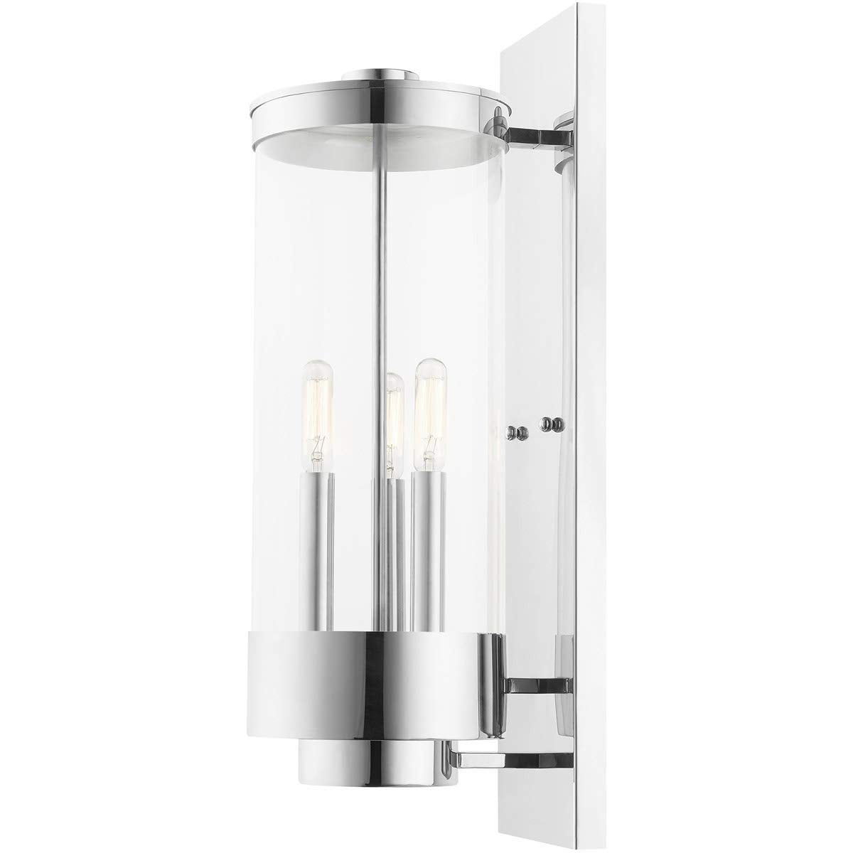Livex Lighting 20724-05 Hillcrest - Three Light Outdoor Wall Lantern, Polished Chrome Finish with Clear Glass