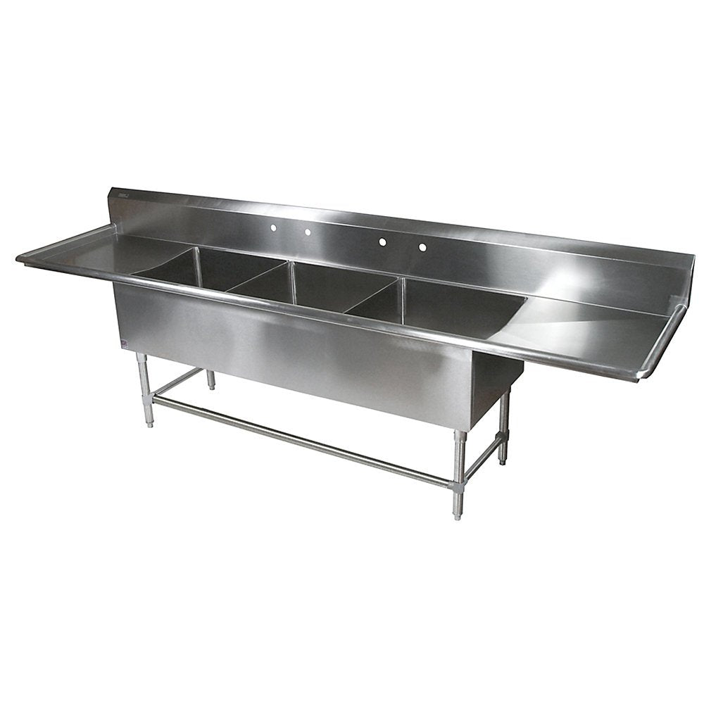 John Boos 3B16204-2D18 16-Gauge Stainless Steel Sinks With Drain Boards - 18"Lx24"W Bowl 3