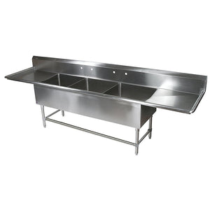 John Boos 3B244-2D24 16-Gauge Stainless Steel Sinks With Drain Boards - 24"Lx24"W Bowl 3