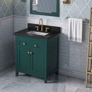 Jeffrey Alexander VKITCHA30GNBGR 30" Forest Green Chatham Vanity, Black Granite Vanity Top, undermount rectangle bowl