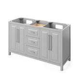 Jeffrey Alexander VKITCAD60GRBOR 60" Grey Cade Vanity, double bowl, Boulder Cultured Marble Vanity Top, undermount rectangle bowl