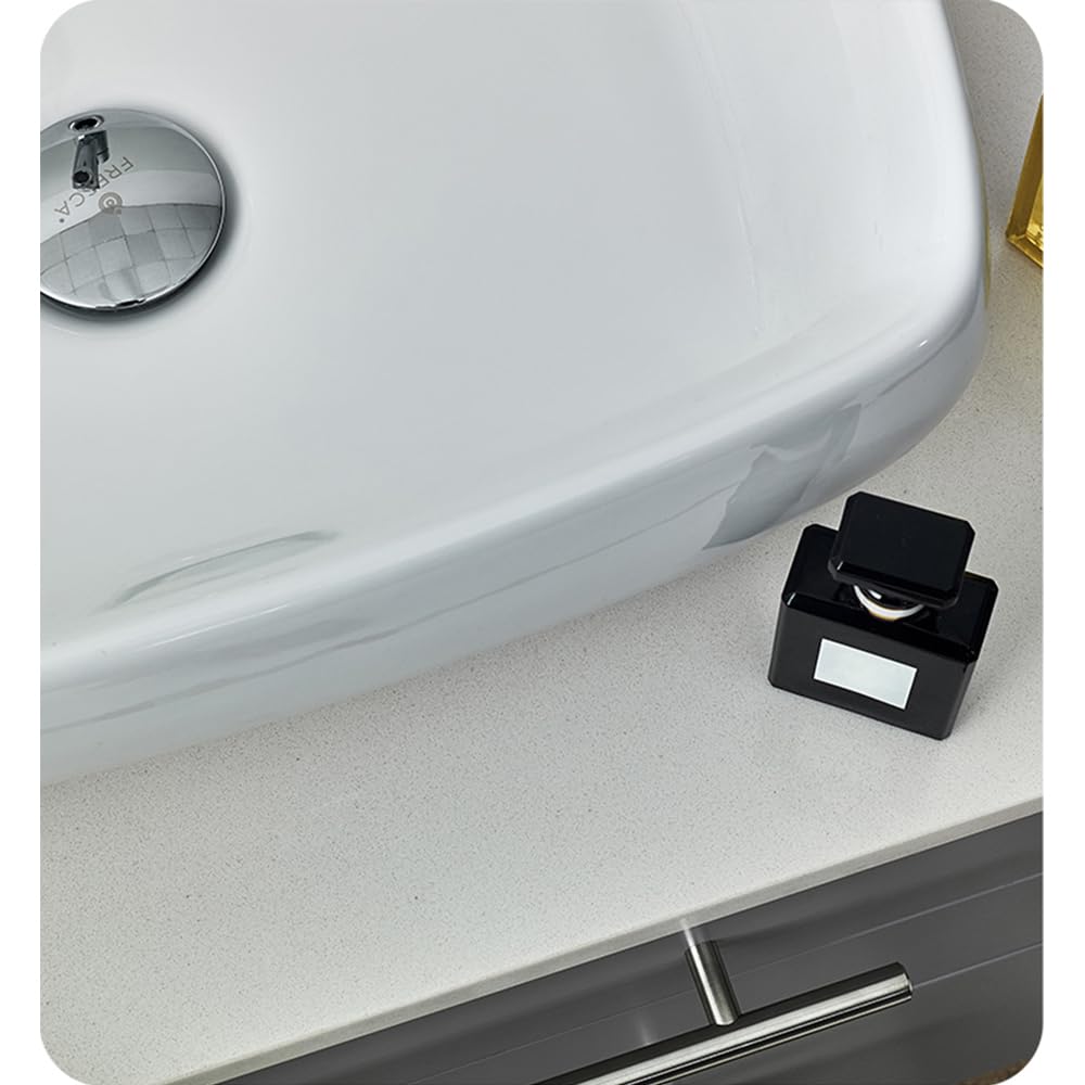 Fresca FVN6136GR-VSL-R Fresca Lucera 36" Gray Wall Hung Vessel Sink Modern Bathroom Vanity w/ Medicine Cabinet - Right Version