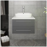 Fresca FCB6124WH-VSL-CWH-V Fresca Lucera 24" White Wall Hung Modern Bathroom Cabinet w/ Top & Vessel Sink