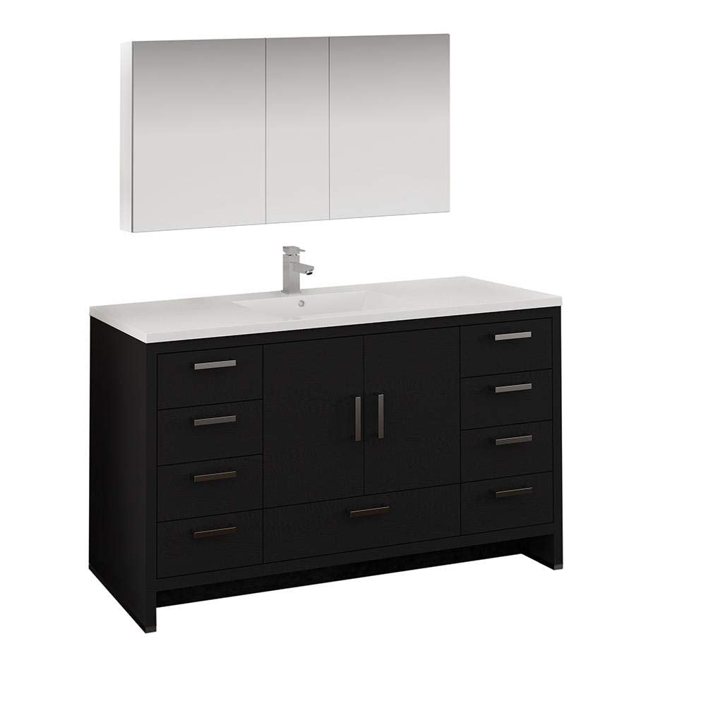 Fresca FVN9460DGO-S Fresca Imperia 60" Dark Gray Oak Free Standing Single Sink Modern Bathroom Vanity w/ Medicine Cabinet