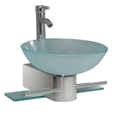 Fresca FVN1012 Fresca Cristallino 18" Modern Glass Bathroom Vanity w/ Frosted Vessel Sink