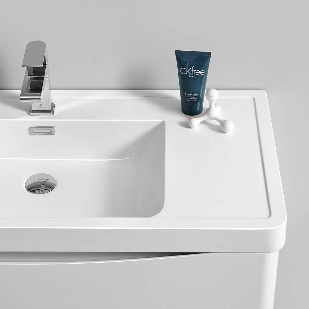 Fresca FCB9036GRG-I Fresca Tuscany 36" Glossy Gray Wall Hung Modern Bathroom Cabinet w/ Integrated Sink