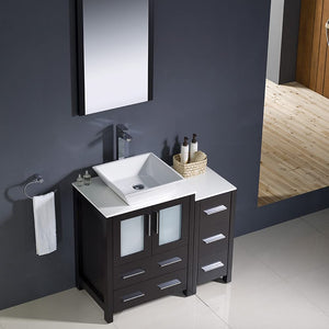 Fresca FVN62-2412GR-VSL Fresca Torino 36" Gray Modern Bathroom Vanity w/ Side Cabinet & Vessel Sink