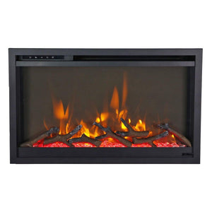 Amantii TRD-30-XS Traditional Xtraslim Smart Electric 30" WiFi Enabled Fireplace, Featuring a Multi Function Remote Control, Multi Flame Speeds and Clear Glass Media