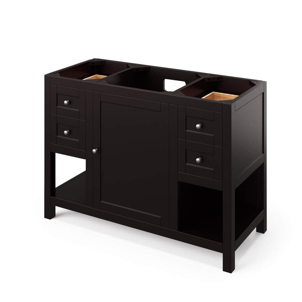 Jeffrey Alexander VKITAST48ESBGR 48" Espresso Astoria Vanity, Black Granite Vanity Top, undermount rectangle bowl