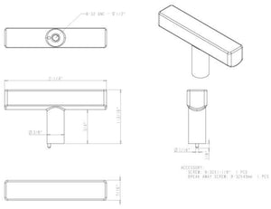 Jeffrey Alexander 845TL-DBAC 2-1/4" Brushed Oil Rubbed Bronze Dominique Cabinet "T" Knob