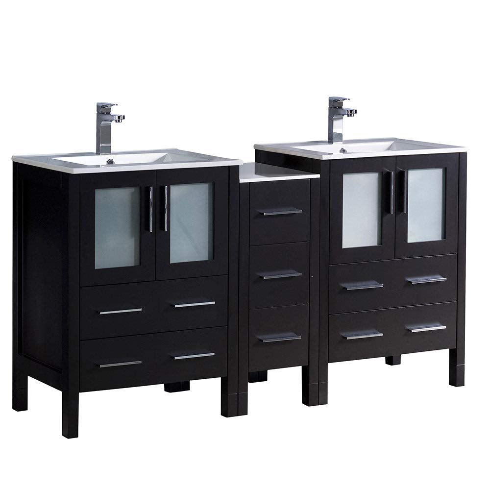 Fresca FCB62-241224ES-I Fresca Torino 60" Espresso Modern Double Sink Bathroom Cabinets w/ Integrated Sinks