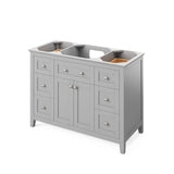 Jeffrey Alexander VKITCHA48GRWCR 48" Grey Chatham Vanity, White Carrara Marble Vanity Top, undermount rectangle bowl