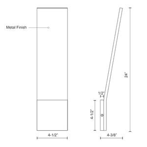 Kuzco EW7924-GY NEVIS 24" EW Gray 120V ELV LED 3000K 90CRI 15W