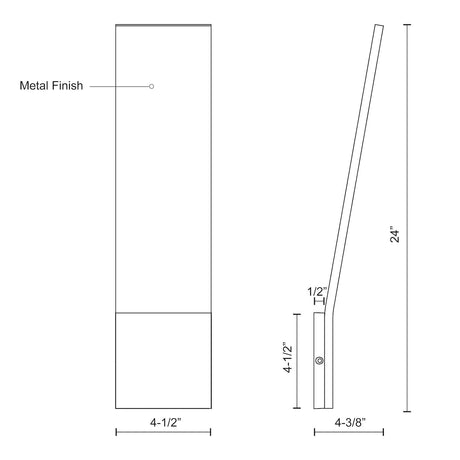 Kuzco EW7924-GH NEVIS 24" EW Graphite 120V ELV LED 3000K 90CRI 15W