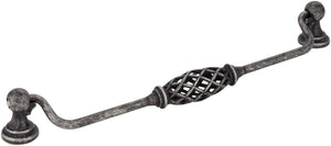 Jeffrey Alexander 749-224SIM 224 mm Center-to-Center Distressed Antique Silver Birdcage Tuscany Drop & Ring Pull