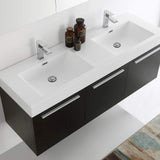 Fresca FVN8093BW-D Fresca Vista 60" Black Wall Hung Double Sink Modern Bathroom Vanity w/ Medicine Cabinet