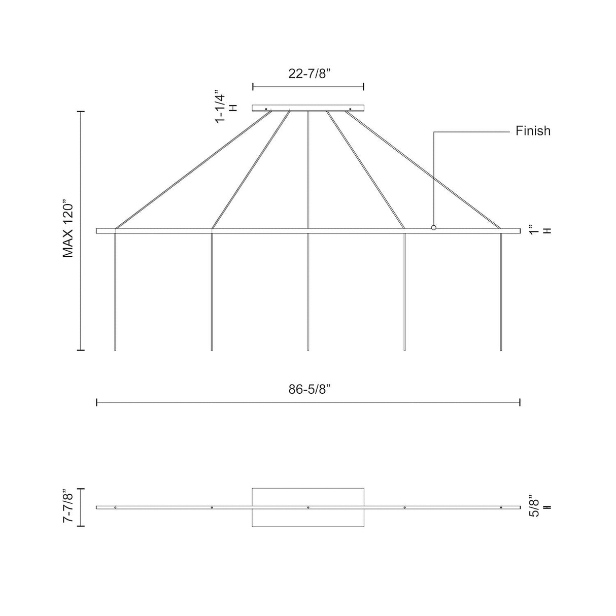 Kuzco CNL5AC-WH 5 Head LINEAR-PENDANT CANOPY SSL/SVT White