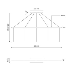 Kuzco CNL5AC-WH 5 Head LINEAR-PENDANT CANOPY SSL/SVT White