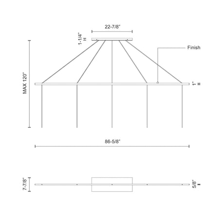 Kuzco CNL5AC-WH 5 Head LINEAR-PENDANT CANOPY SSL/SVT White