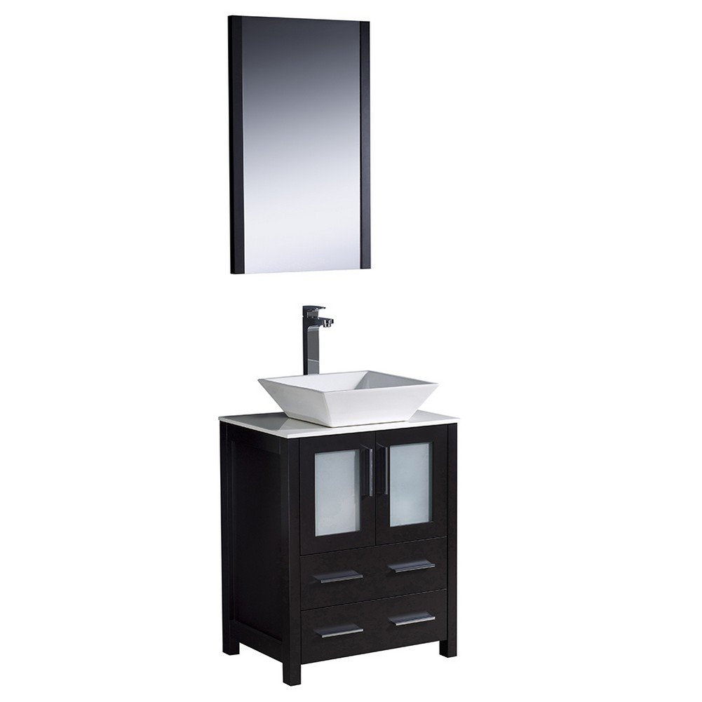 Fresca FVN6224ES-VSL Fresca Torino 24" Espresso Modern Bathroom Vanity w/ Vessel Sink