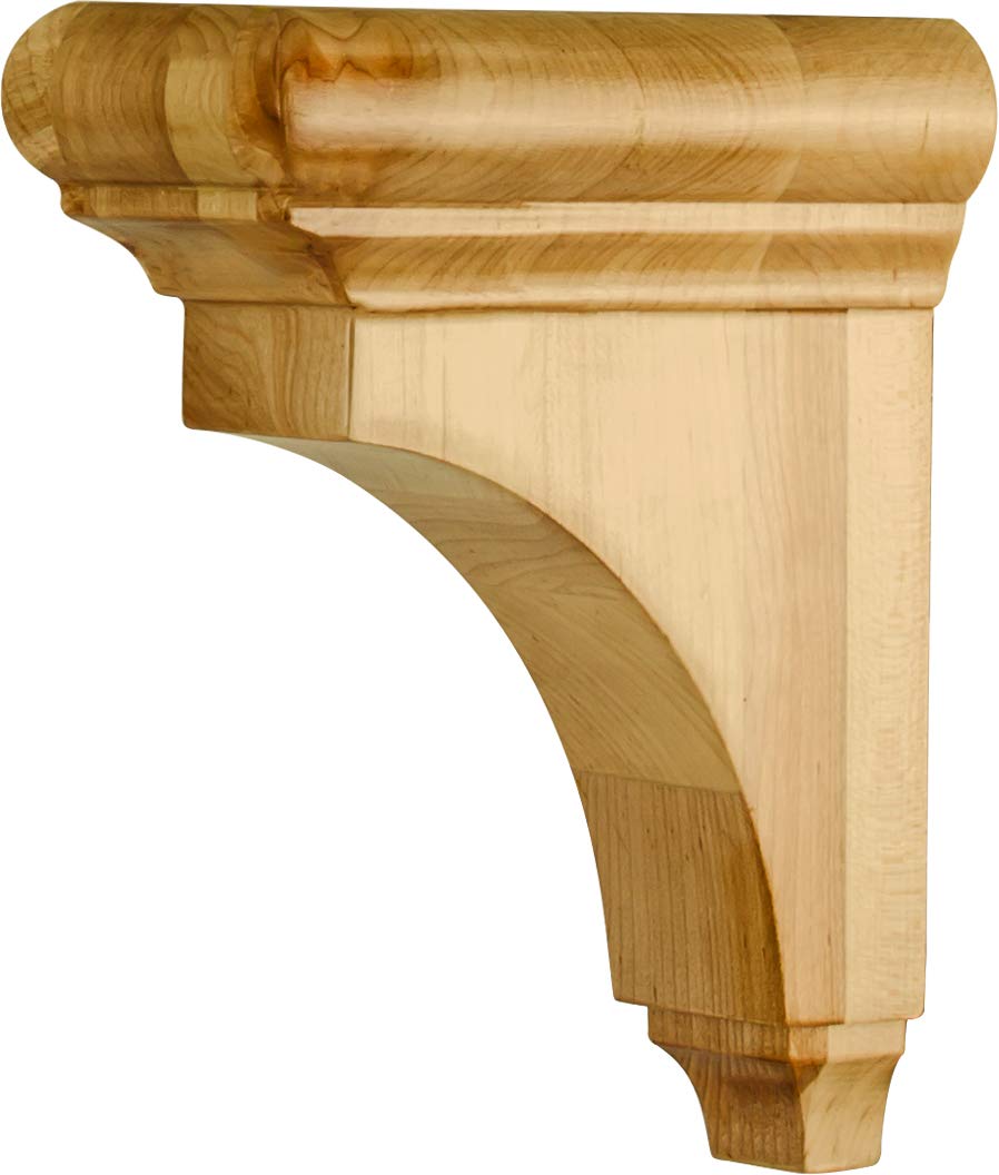 Hardware Resources COR38-1-HMP 3" W x 6-1/2" D x 8" H Hard Maple Bullnose Cap Corbel