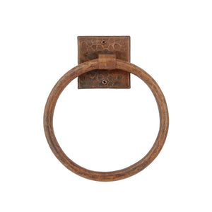 Premier Copper Products TR10DB 10-Inch Hand Hammered Copper Full Size Bath Towel Ring, Oil Rubbed Bronze