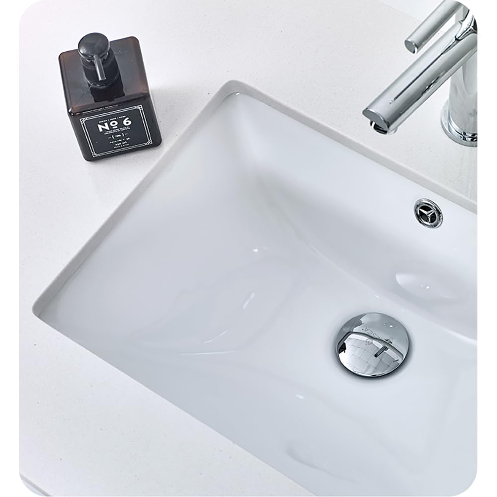 Fresca FCB6136WH-UNS-L-CWH-U Fresca Lucera 36" White Wall Hung Modern Bathroom Cabinet w/ Top & Undermount Sink - Left Version