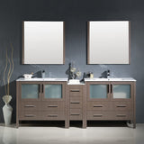 Fresca FVN62-361236GR-UNS Fresca Torino 84" Gray Modern Double Sink Bathroom Vanity w/ Side Cabinet & Integrated Sinks